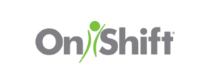 Onshift logo with green graphic of a person